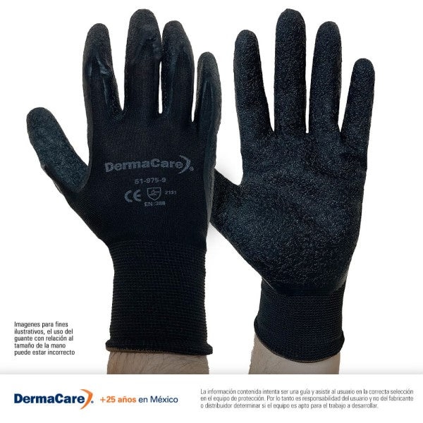 GUANTE NEGRO POLIESTER REC LATEX