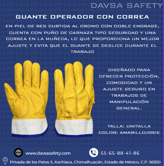 Guante Tipo Operador De Piel De Res (1 Par)