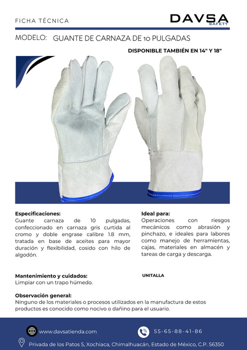Guantes Para Soldador De Carnaza Gris 14'' Uso Rudo