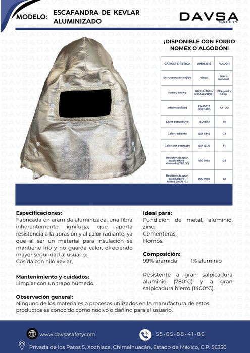ESCAFANDRA DE KEVLAR ALUMINIZADO