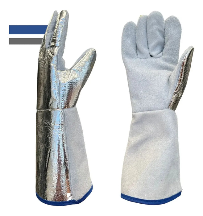 1 Par Guante Soldador Carnaza C/dorso De Kevlar Aluminizado