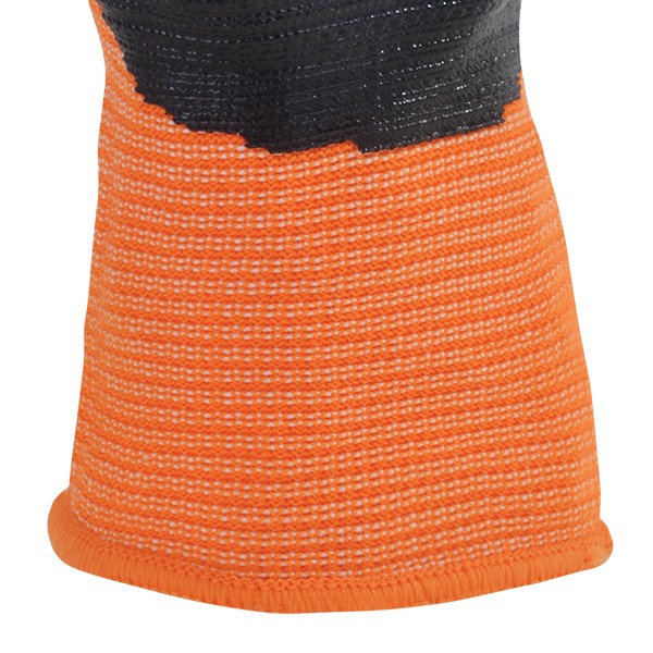 GUANTE NYLON NARANJA Y NITRILO SOLIDO ACANALADO EN PALMA DERMACARE
